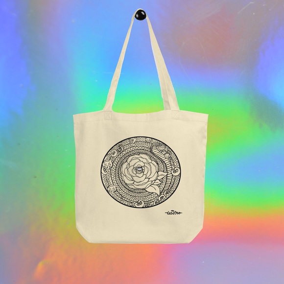 Rose Mandala tote bag by artist Tesoro Carolina
